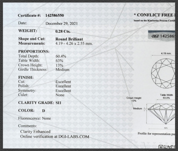 Brillant Ring 585 Gold 0,28ct, Si1; DGI Zertifikat